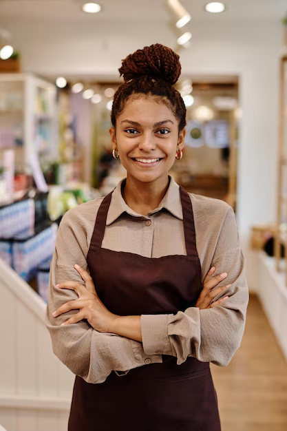 Female shopkeeper, PrinterKiosk partner